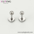 E-618 Xuping Jewelry Fashion Rhodium color diseño simple aretes en forma de corazón pendientes